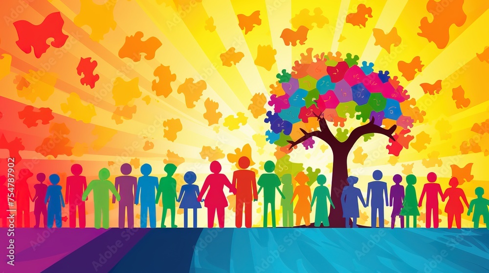 World Autism Awareness Day, jigsaw puzzles and cartoon boy holiday promotional illustrations,AI generated. World Autism Awareness Day, jigsaw puzzles and cartoon boy holiday promotional illustrations,AI generated.