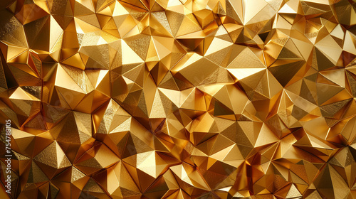 Abstract art of shiny gold polygons a rich texture of luxury and contemporary glamour perfect for opulent wallpaper © weerasak