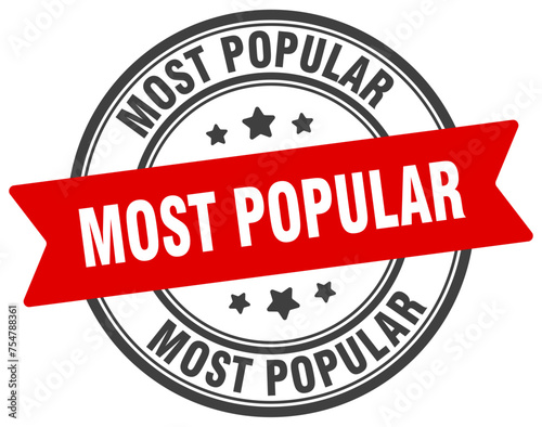 most popular stamp. most popular label on transparent background. round sign