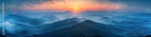 Sunset Over Mountain Range