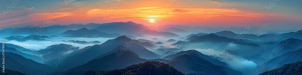 Obraz premium Sunset Over Mountain Range
