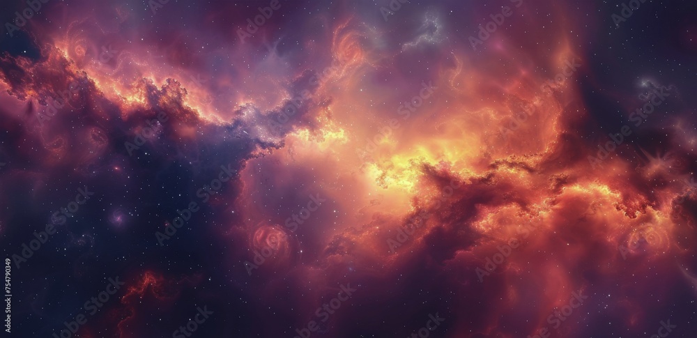 Colorful Sky With Clouds and Stars - obrazy, fototapety, plakaty 