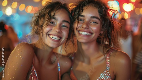 Two Young Women Smiling and Posing