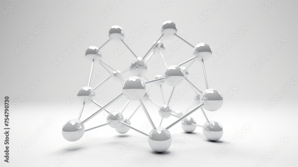 A white molecule or atom is showcased, presenting an abstract clean structure suitable for science or medical backgrounds in a 3D illustration format. A white molecule or atom is showcased, presenting an abstract clean structure suitable for science or medical backgrounds in a 3D illustration format.