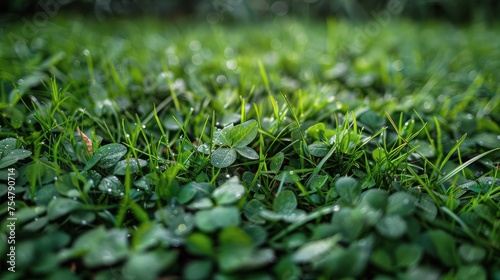 Dewy Grass Field Close-Up