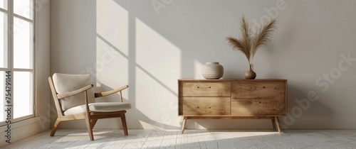 White Room With Chair and Dresser