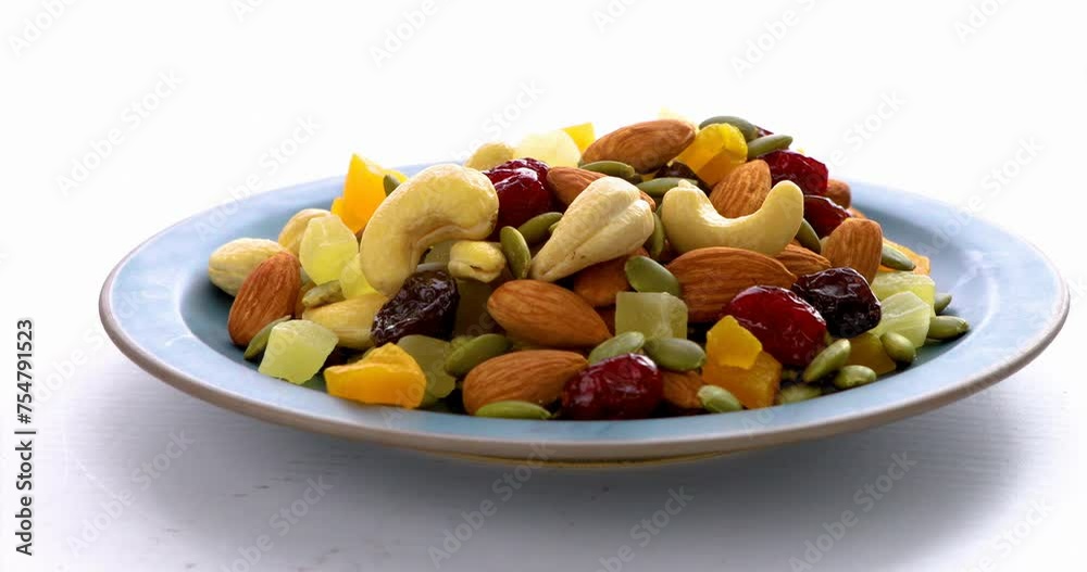 Plate, containing, nutritious, mixed nuts Plate, containing, nutritious, mixed nuts