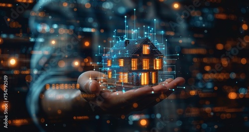Person Holding Glowing House in Hands