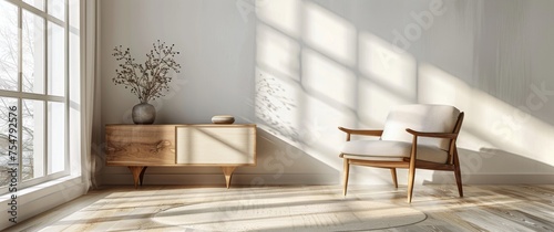 White Room With Chair and Dresser