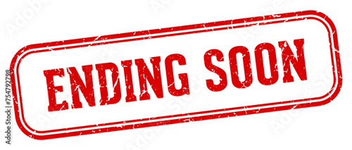 ending soon stamp. ending soon rectangular stamp on white background