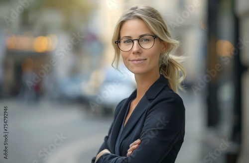Woman Wearing Glasses Standing in Front of Building