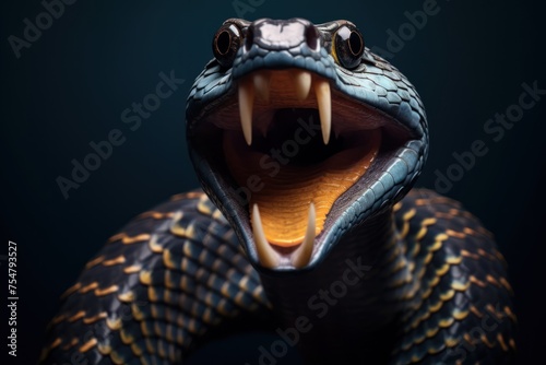 Surprised snake with open mouth.
