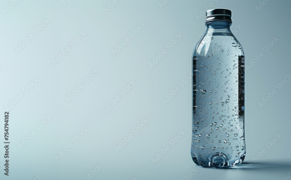 Minimalist Design Blue Reusable Bottle on Cool Gray Backdrop Minimalist Design Blue Reusable Bottle on Cool Gray Backdrop