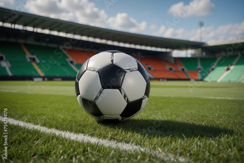 Klassischer Fußball auf grünem Spielfeld – Sportatmosphäre im Stadion


