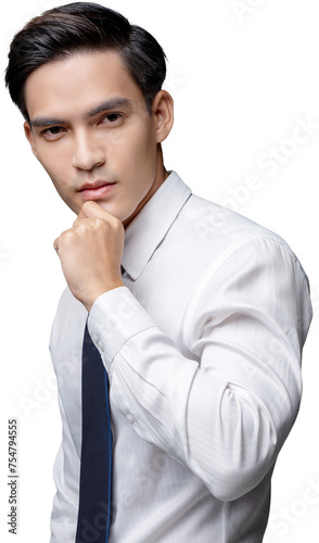 Handsome Asian businessman in formal attire PNG file with no background 