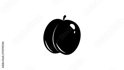 Plum emblem, black isolated silhouette