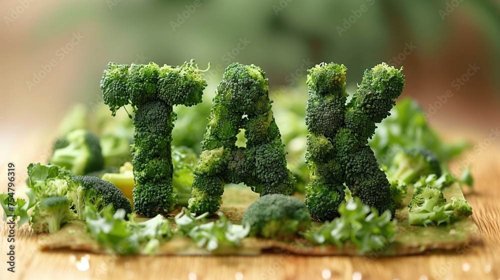 Warzywa mówią TAK. Słowo Zdrowy styl życia z zieleniną. Wiadomość Tak dla brokułów! Znak Wegańskie przekąski. Zawsze mów tak warzywom. Szczupła sylwetka i witaminy. Napis tak. - obrazy, fototapety, plakaty 