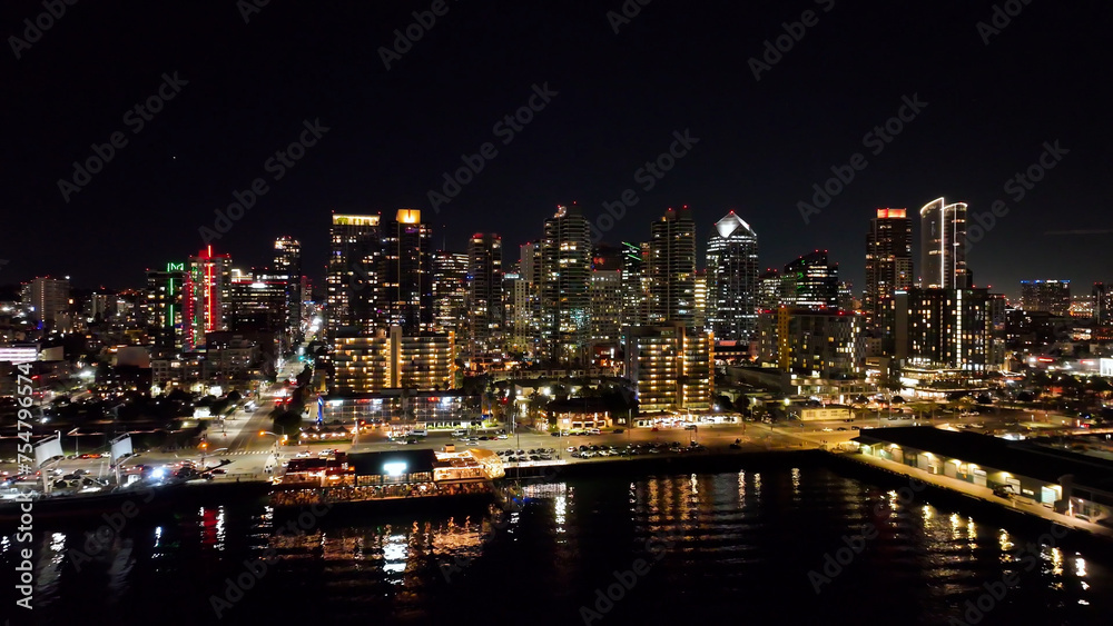 San Diego Skyline At San Diego In California United States. Megalopolis Downtown Cityscape. Business Travel. San Diego Skyline At San Diego In California United States. 