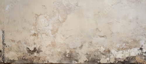 This black and white photograph captures a fragment of an old  rough plaster wall. The texture of the wall is visible  showing signs of wear and aging.