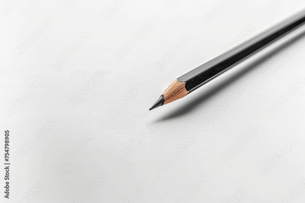 close up image of a pencil over a blank white paper, copy space Generative AI close up image of a pencil over a blank white paper, copy space Generative AI