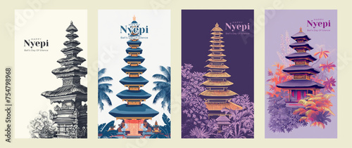 Happy Nyepi Day social media stories bundle template