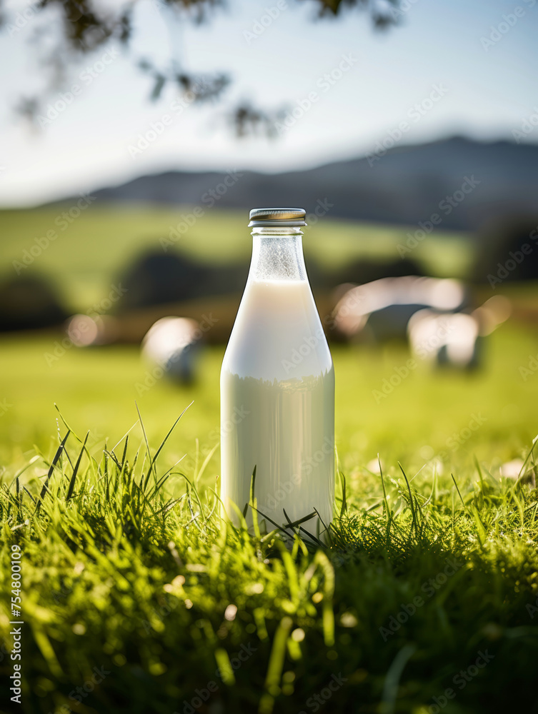 bottle of milk on the grass bottle of milk on the grass