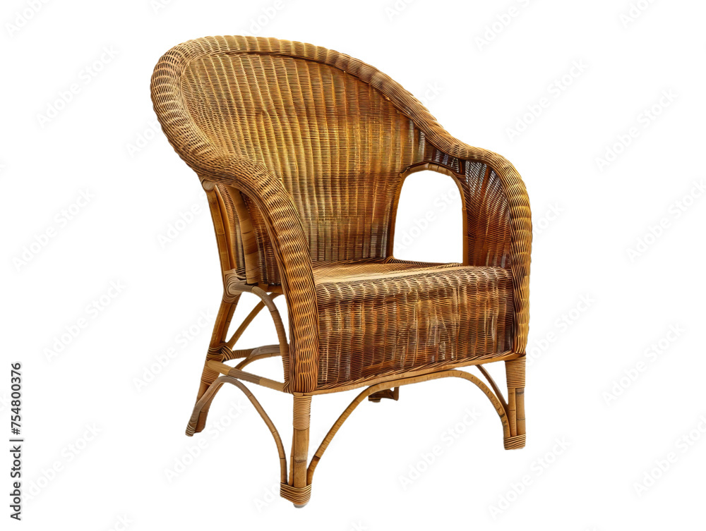 rattan garden chair cutout isolated on transparent png background