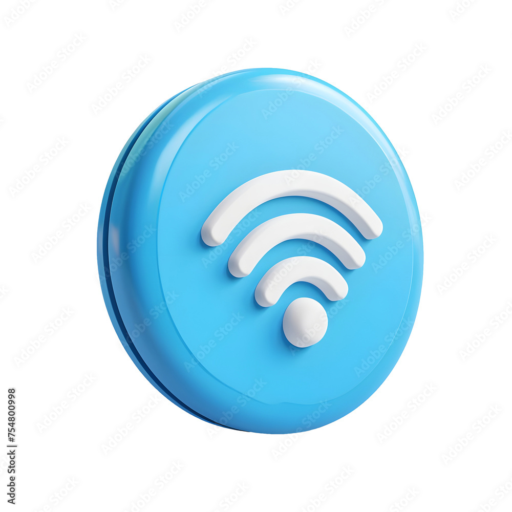 3D render WiFi Round Glossy Icon on Transparent Background 3D render WiFi Round Glossy Icon on Transparent Background