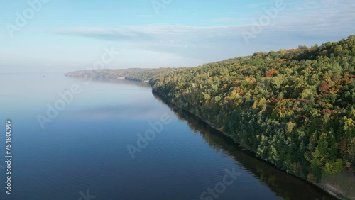 Wallpaper Mural The coastline goes beyond the horizon, water on the right, forest on the left. Torontodigital.ca
