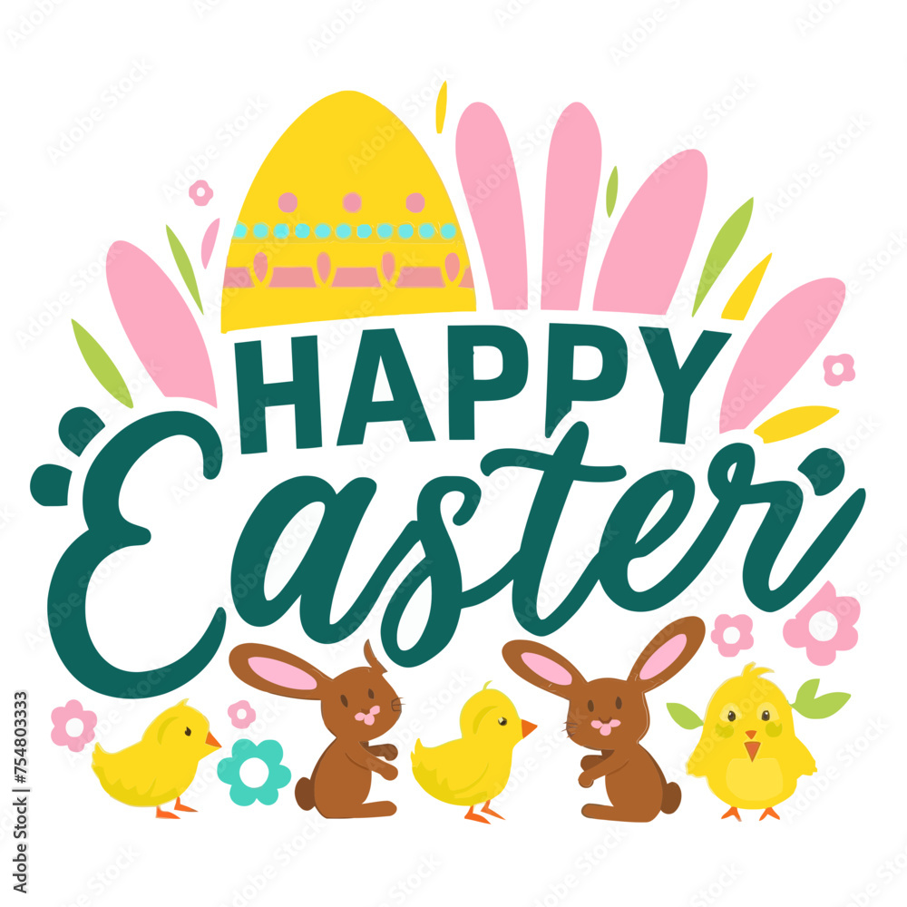 Obraz premium Whimsical Easter Bunny and Egg Illustration