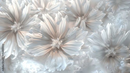 Beautiful white chrysanthemum flowers as background, closeup photo