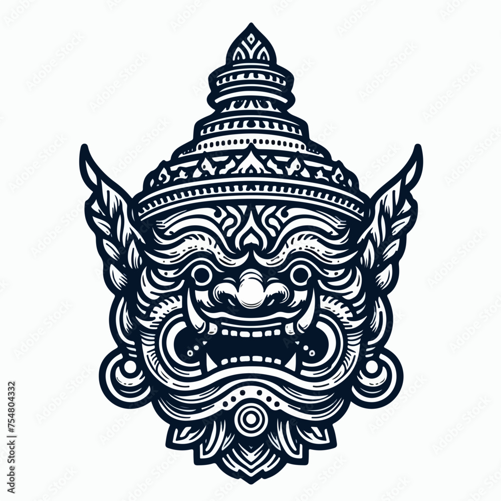 Yaksha translate the Guardian Giant In Thailand, vector logo icon sticker tattoo.
