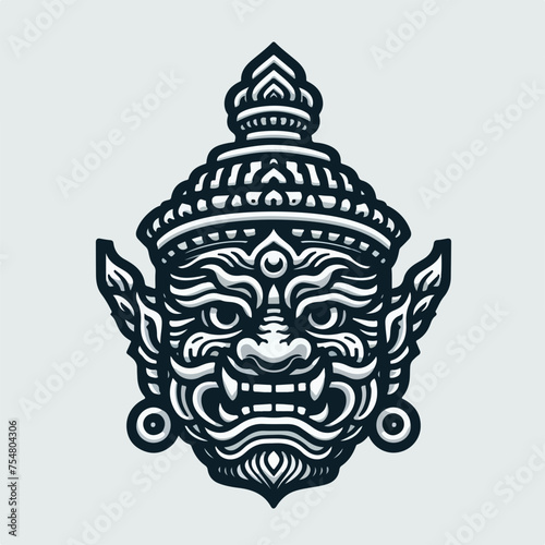 Yaksha translate the Guardian Giant In Thailand, vector logo icon sticker tattoo.
