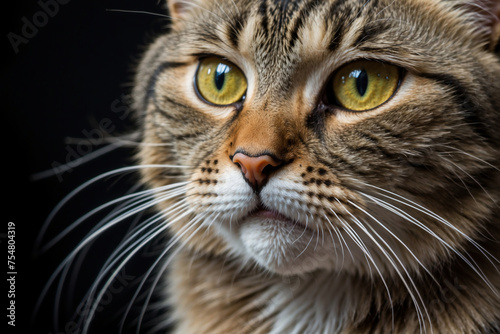 Faszinierender Blick einer Katze mit leuchtenden Augen und flauschigem Fell