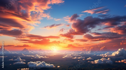 Beautiful sunset over the lake. Dramatic sky. Nature composition.