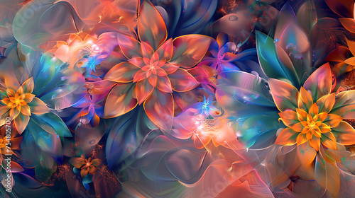 Macro closeup of fractal flower, digital artwork for creative graphic design photo