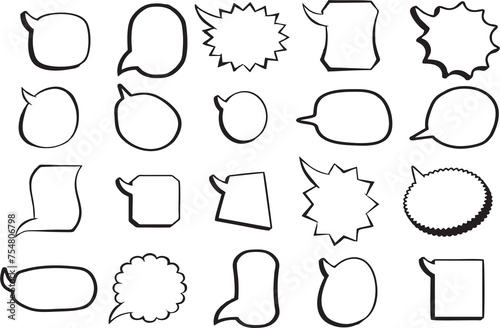 Line Speech bubbles set in Multiple style and shape. High HD resolution. Price tag,Thought, communication and expression icons or online games, charters or dialogues.