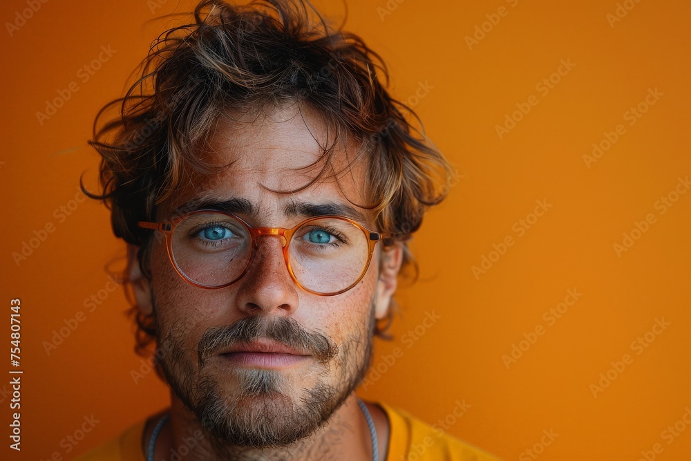 Close-Up of Person Wearing Glasses. Generative AI Close-Up of Person Wearing Glasses. Generative AI