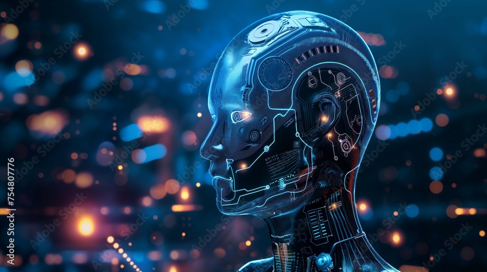 3d rendering of robot head with circuit board 3d rendering of robot head with circuit board
