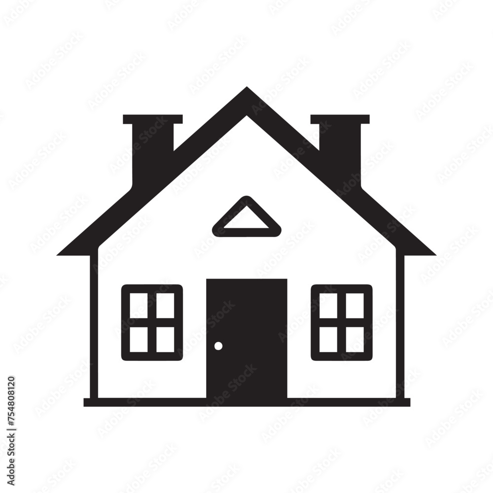 House black Icon Isolated on White Background. Vector Illustration design.