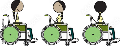 Cartoon vector illustration of a girl exercising - seated trunk twists