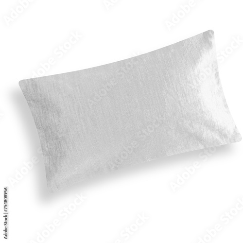 An unique concept of white pillow isolated on plain background , very suitable to use in mostly decoration project.