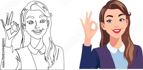 Confident businesswoman making okay gesture