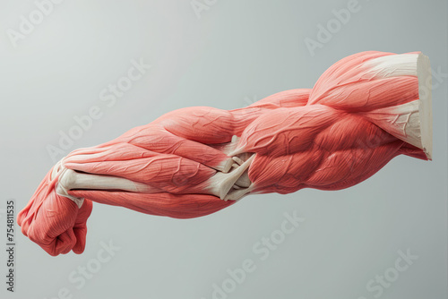 Muscular human body isolated on grey background, clipping path included. photo