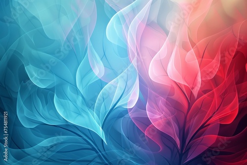 Abstract blue and pink background with curved lines and leaves. Abstract background for Sexual Assault Awareness Month