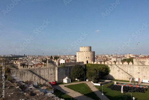 Yedikule Fortress ‘The Castle of Seven Towers’ in Faith, Istanbul,  Turkey. Built to protect the city walls it also acted as a prison and the state treasury.  photo