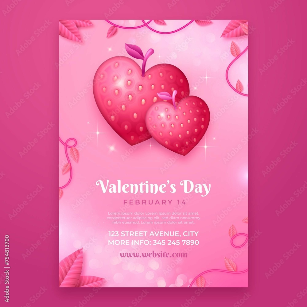 Realistic Valentine S Day Vertical Poster Template