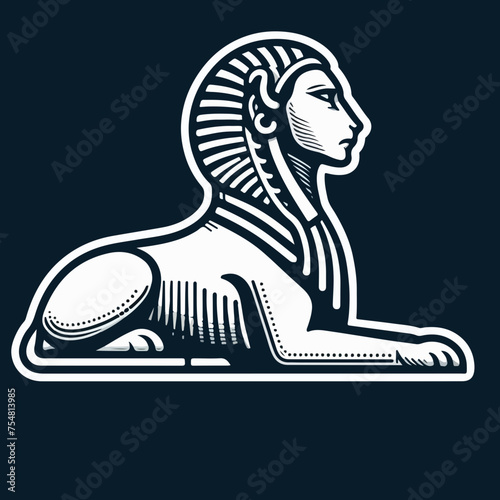 Egypt pyramids sphinx Giza pharaoh tomb vector icon logo sticker tattoo.