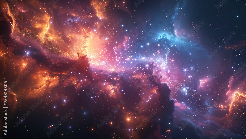 Celestial space scene, featuring distant stars and nebulae, capturing the vastness of the universe
