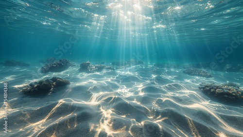 Tranquil underwater texture  with light filtering through water  creating a serene ambiance